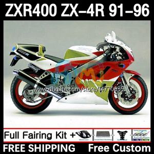 Кузов для Kawasaki Ninja ZXR 400 CC ZX4R ZXR400 ZX-4R 91 92 93 94 95 96 12DH.170 BODY ZX 4R ZXR-400 1991 1992 1993 1994 1995 1996 400cc 91-96 oem Fairing Kit White Green