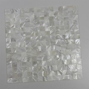 İnci Duvar Fayans Annesi toptan satış-20x20mm Beyaz Renk İnci Kabuğu Mozaik Mozaik Kesintisiz Kiremet Geri Destek Banyo Duvar Kiremit MS123282E