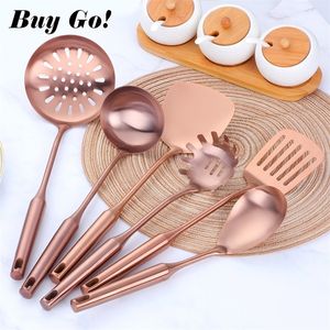 Stainless Steel Rose Gold Kitchen Utensils Cooking Tools Cookware Set Turner Ladle Spoon For Restaurant Dinnerware Set Utensils 201116