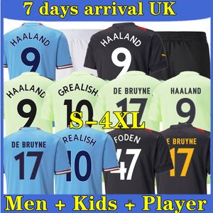 22 S xl Haaland Soccer Jerseys Player Version Sterling Grealishmans Mans Cities Mahrez Fans de Bruyne Foden Football Tops Kit Kits Kit sets Uniform Boys Youth