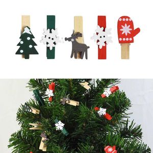 50pcs świąteczne klipy drewniane rok dekoracja przyjęcia klip ścienny DIY Elk Snowflake ozdoby świąteczne dekoracje 201027