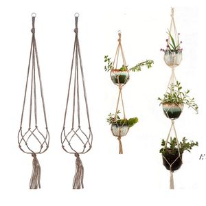 Flower Pot Net Bag Favor Creative Plant Hanging Basket Hand-woven Cotton Rope Gardening Greening Flowerpot Holder Indoor Decor BBB14664