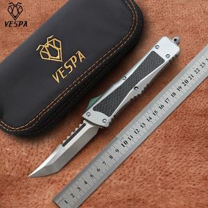 Wholesale cf knife resale online - High quality VESPA Knife BladeS35VNT E Satin HandleAluminum TC4 CF Outdoor camping survival knives EDC tools252T