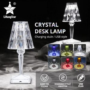 Nattljus LED Crystal Light USB Laddningsbar beröringsprojektion Atmosfär Lamp Restaurang Bar Bedroom Bedside Decorative Table