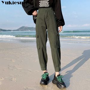 Anne Jeans Ordusu Yeşil Artı Erkek Beden Kargo Harem Pantolon Yaz Günlük Denim Kadın Giyim Feminina Kovboy 210608
