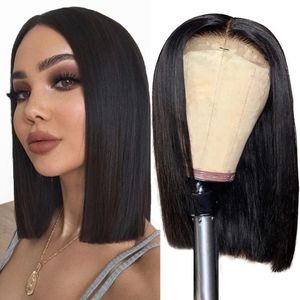 150% Density Straight Hair 4x4 Lace Frontal Wig 100% peruvian Human Hair Wigs Straight Bob Wigs gagaqueen