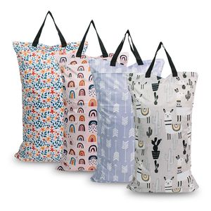 Bolsa de bolsa de bolso impressa reutilizável à prova d'água Bolsas de fraldas de bebê viagens de bebê Sacos secos molhados Tamanho grande 40x70cm Bolsa de fraldas 220706