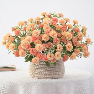 Ghirlande di fiori decorativi Bellissimo piccolo lilla artificiale per decorazioni di nozze domestiche Bouquet autunnale di alta qualità Garofano di seta falso