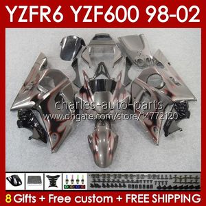 Body Kit för Yamaha YZF R6 R 6 98-02 YZFR6 98 99 00 01 02 Kroppsverk 145NO.82 YZF 600 CC YZF-600 Frame YZF-R6 YZF600 600CC 1998 1999 2000 2001 2002 ABS FAIRINGS GRÅ GRÅ