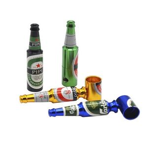 2.68 inç Yağ Burner Şişe Tütün Sigara Borular Örgü Ekran Filtresi Ile Metal Tiny Bira Şişe Şekil El Borusu Kuru Herb Buharlaştırıcı Için