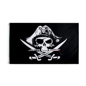 90x150 cm mans bröstflaggskalle och tvärben Sabers svärd Jolly Roger Pirate Pirate Wholesale Factory Price Polyester Flags