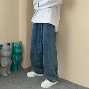 Szeroko nogi Spodnie Cargo Streetwear Baggy Dżinsy Wiosna Jesień Mężczyźni Koreańska Moda Loose Proste Male Marka Odzież Black 220328