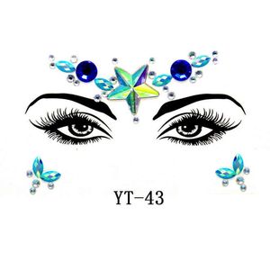 NXY Temporary Tattoo 3d Crystal Sticker Music Festival Face Trendy Shiny Acrylic Masquerade Decoration 0330