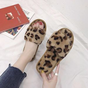 Pantofole Peluche Donna Primavera E Autunno Leopard Print Cotton European Shoes Student Drag Ladies Room Wholesa