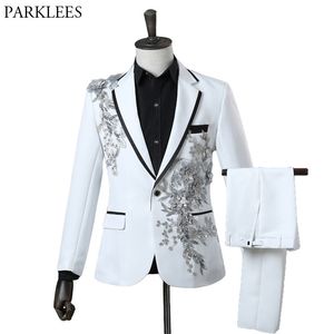 Ternos masculinos Blazers Fashion Bordery Ligentes Floral Suit Blazer Men One Butt 220823