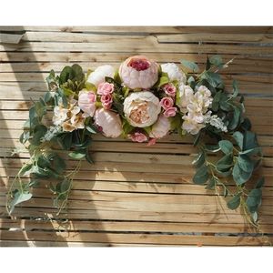 Simulação de estilo europeu Flores de flores Decorativas da porta penduradas Ornamentos de casamento Flor de Natal Garland Lintel Vines 201006