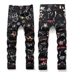 Night Club Cool Jeans For Man With Printed Detail Stretch Casual