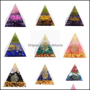 Andra heminredning Garden Tree of Life Orgone Pyramid Amethyst Peridot Healing Crystal Energy Generator Orgonite Protect Meditation Tool Dro