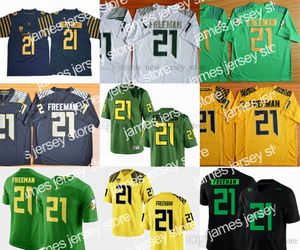 James NCAA Oregon Ducks College Football Wear 21 Maglie Royce Freeman Maglia verde gialla cucita cucita in jersey bianco nero