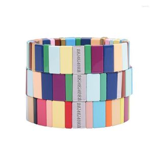 Länkkedja 3pc/set emaljplattor armband för kvinnor mångfärgad pärla stretch elastisk staplbar sträng armband party fawn22