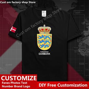 Danimarka Danimarka Pamuklu Tişört Özel Jersey hayranları DIY İsim Numarası Tshirt High Street Moda Hip Hop Gevşek Tişört Tişört 220616