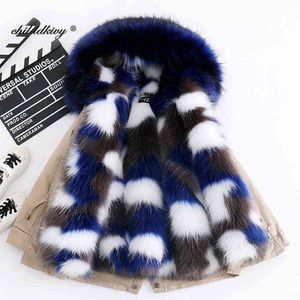 2020 Winter Parka for Girls Kids Faux Fox Fur Coat Ytterkläder Tjock modejacka för Girl Baby Children 'Snowsuit Jacket 1-8 år J220718