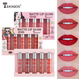 5pcs set Velvet Matte Sexy Liquid Lipstick Waterproof Long Lasting Lipgloss Women Lip Makeup Gift Kit