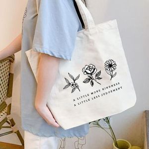 イブニングバッグレインフラワーなしファッション女性キャンバスショルダーバッグビンテージ美学再利用可能なショッピングトートサッチェル女性旅行ハンドバッグ
