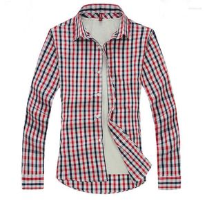 Men's Casual Shirts Classic Long Sleeve Plaid Men Button Down Shirt Slim Fit Mens Check Cotton 2022 Autumn Dress 4XLMen's Eldd22