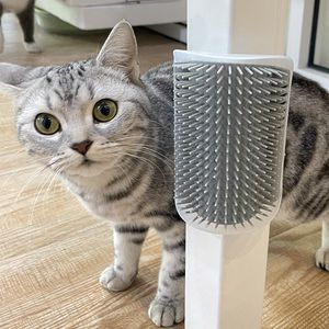 Self Groomer for Cats - Soft Catnip Corner Wall Massage Comb Brush with Tickling Teeth, 2024 Pet Grooming Supply