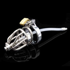 NXY Chastity Device Prisoner Bird Stainless Steel Men's Metal Belt Silicone Urinary Catheter Lock Adult Products A308 0416