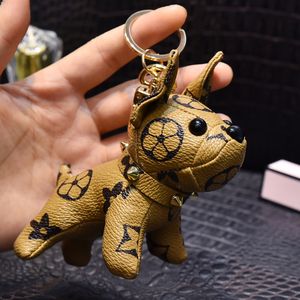 Designer Cartoon Animal Small Dog Creative Key Chain Accessories Key-Ring PU Leather Letter Pattern Car Keychain Jewelry Gifts Accessories 6 Colors 346