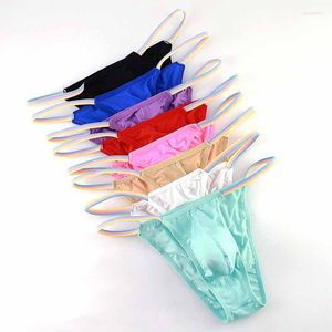 Unterhosen Eis Seide Männer Unterwäsche String Homme Jockstrap Ultradünne Durchsichtige Homosexuell Höschen Dessous Sissy Sheer Tangas Slips UnterhosenUnd