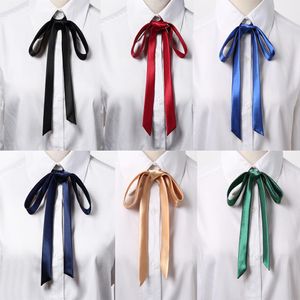 Thin Satin Bowtie Solid Color Simple Shirt Accessory Girl Ornament Women School Student Vintage Elegant Ribbon Knot