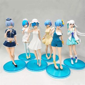 6 estilo 16,5cm Anime Relave em um mundo diferente de zero Rem Ram Maid Girl Girl PVC Ação Modelo de coleção de figuras Toys 220707