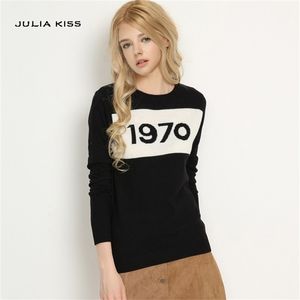 Kobiety 1970 sweter z literami sweter z długim rękawem fashion star top list 1970 bluzki z dzianiny 201222