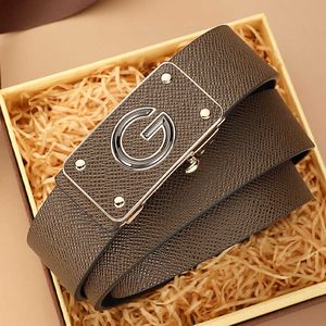 Leather Belts Men's Toothless Non Perforated Inner Wear Type Automatic Buckle Layer Cowhide Belt Fashion Business Fashions Men