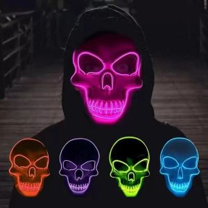 جديد في عيد الميلاد عيد الميلاد هيكل عظمي LED أقنعة تضيء قناع Cosplay أقنعة مخيفة DIY Mask Glow Partys Supplies Supplies
