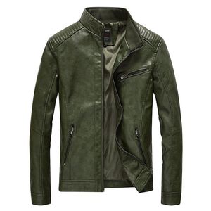 Spring PU Leather Jacket Men Solid Casual Faux Leather Coat Slim Fit Motorcycle Leather Jacket Outwear 220812