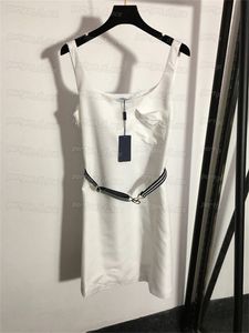 Vestidos De MIDI Blancos al por mayor-Vestido de tanque blanco para mujer Vestido de Midi fresco con cintura con cintura Sexy Vestidos de camis sin mangas