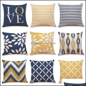 Kuddeväska Geometri Pillowcase Bomull Linne Tryckt 18x18 inches Euro Cushion Ers Car Sofa Hem Party Decoration 45 * 45cm Drop Leverans 2021