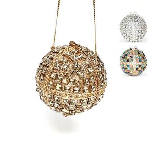 Torby wieczorowe klasyczne kobiety impreza diamenty luksusowe sprzęgła vintage okrągła kulka kryształowe torebki ślubne ślubne ślubne