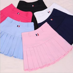 Harajuku ulzzang hög midja boll denim veckade kjolar lolita stil flickor tennis kjol mini söt a-line golf kort