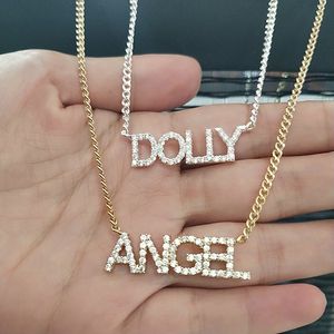 Collana con nome personalizzato Mini lettera con catena cubana Cubic Zirconia Collane con ciondolo personalizzate Gioielli hiphop di moda