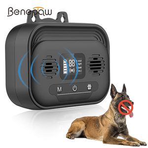 Benepaw Effective Anti Barking Device Adjustable LCD Screen Ultrasonic Dog Bark Deterrent Waterproof Pet Training Up 15m 220524