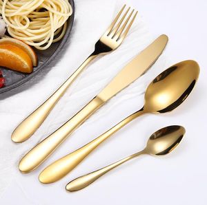 4 Pz/set Posate D'oro Coltello Posate Set Da Tavola In Acciaio Inox Occidentale Stoviglie Forchetta Cucchiaio Bistecca Set Da Tavola Da Viaggio SN4379