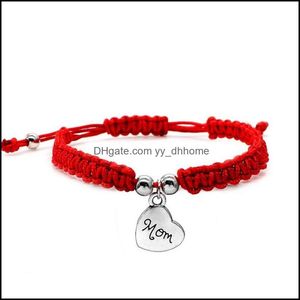 Charm-Armbänder, Schmuck, handgefertigt, China, rote Schnur, gewebte Perlen, glückliches Glück, Mutter, Frauen für Mutter D9U