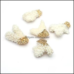 Charms smycken fynd komponenter naturligt vitt korallskal irregar mode hänge tillbehör för att göra diy damer halsband örhängen g g