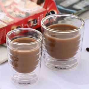 6Pcs/Set Coffee Cup Caneca Hand Double Wall Glass Tea Cups Whey Protein Canecas Nespresso Coffee Espresso 85ml 150ml Thermal Cup 210326