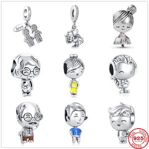 925 STERLING Gümüş Dungle Charm Büyükanne ve Büyükbabaları Anne Boncuk Boncuk Fit Pandora Takılar Bilezik DIY mücevher Aksesuarları